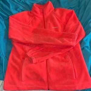 Columbia Pink Salmon fleece jacket with 2 zip pockets